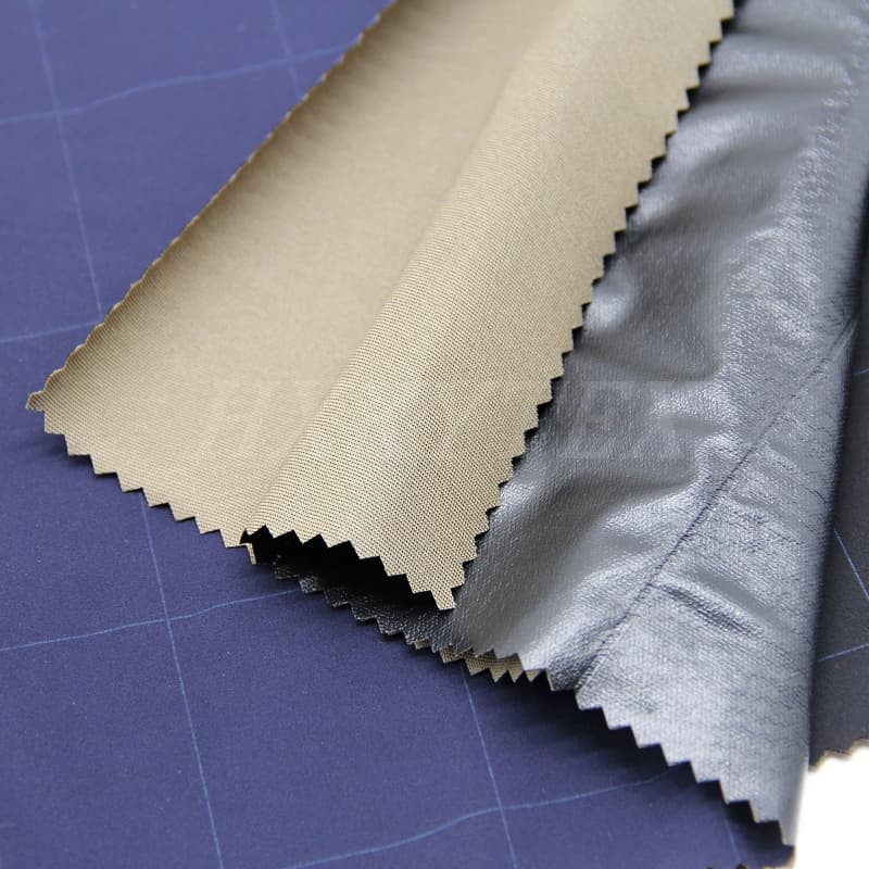 Black TPU Direct Down Filling Nylon Spandex Checks Fabric